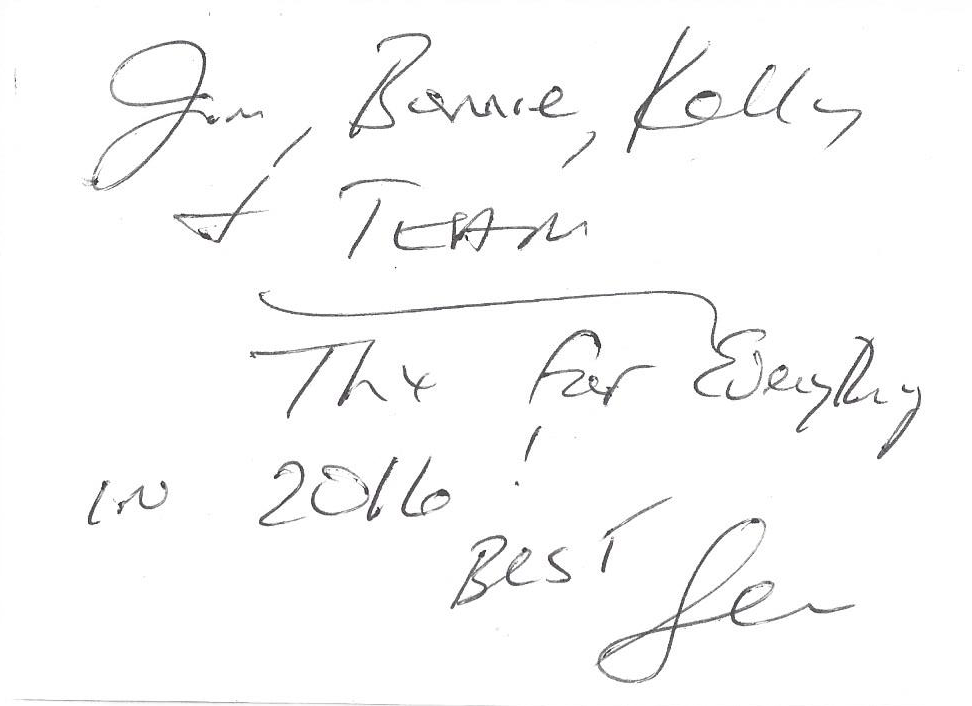 Thanks from Lee