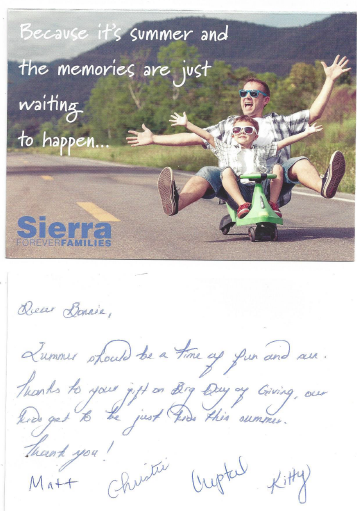 Thanks from Sierra Forever Families