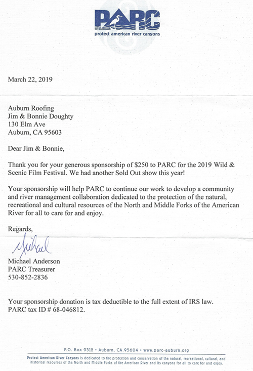 Thanks from PARC Board 2019