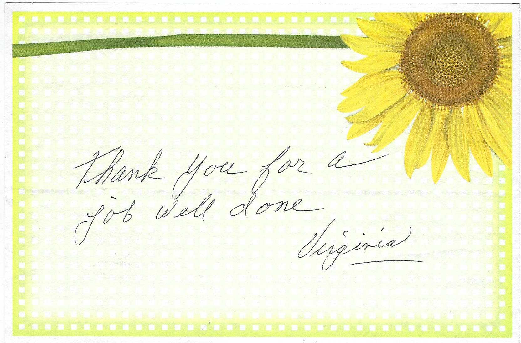 Thanks from Virginia